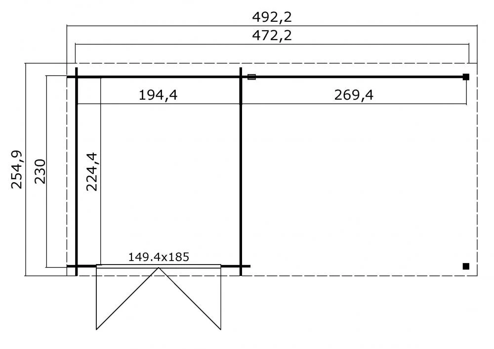 Outdoor Life Blokhut Helena Platinum Grey-Wit 472 x 230 cm - Afbeelding 2